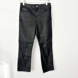 Zara black metallic jeans shiny straight leg denim size 12